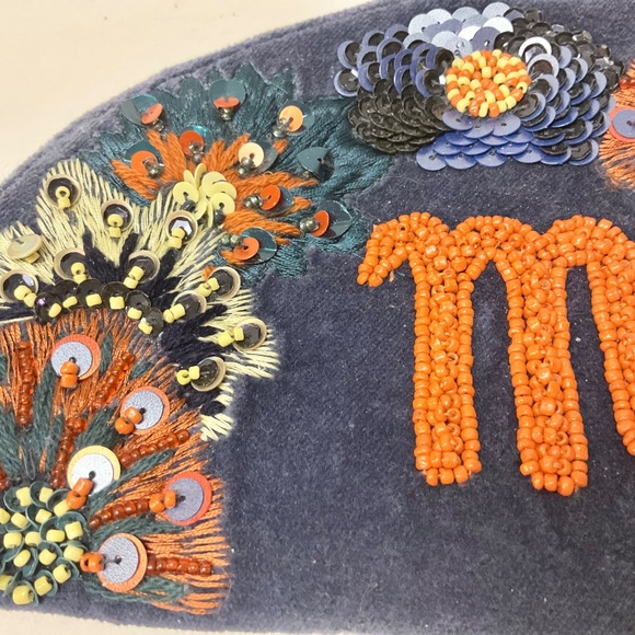 New Anthropologie Anna Harlow Russo Monogram Crescent Pouch Clutch Letter "M" - Picture 4 of 7